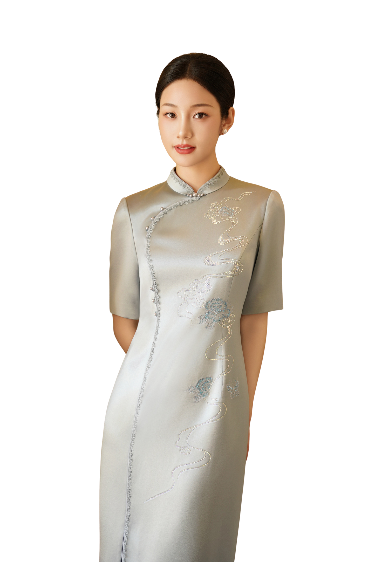 Radiant Blossom Side Slit - Beige