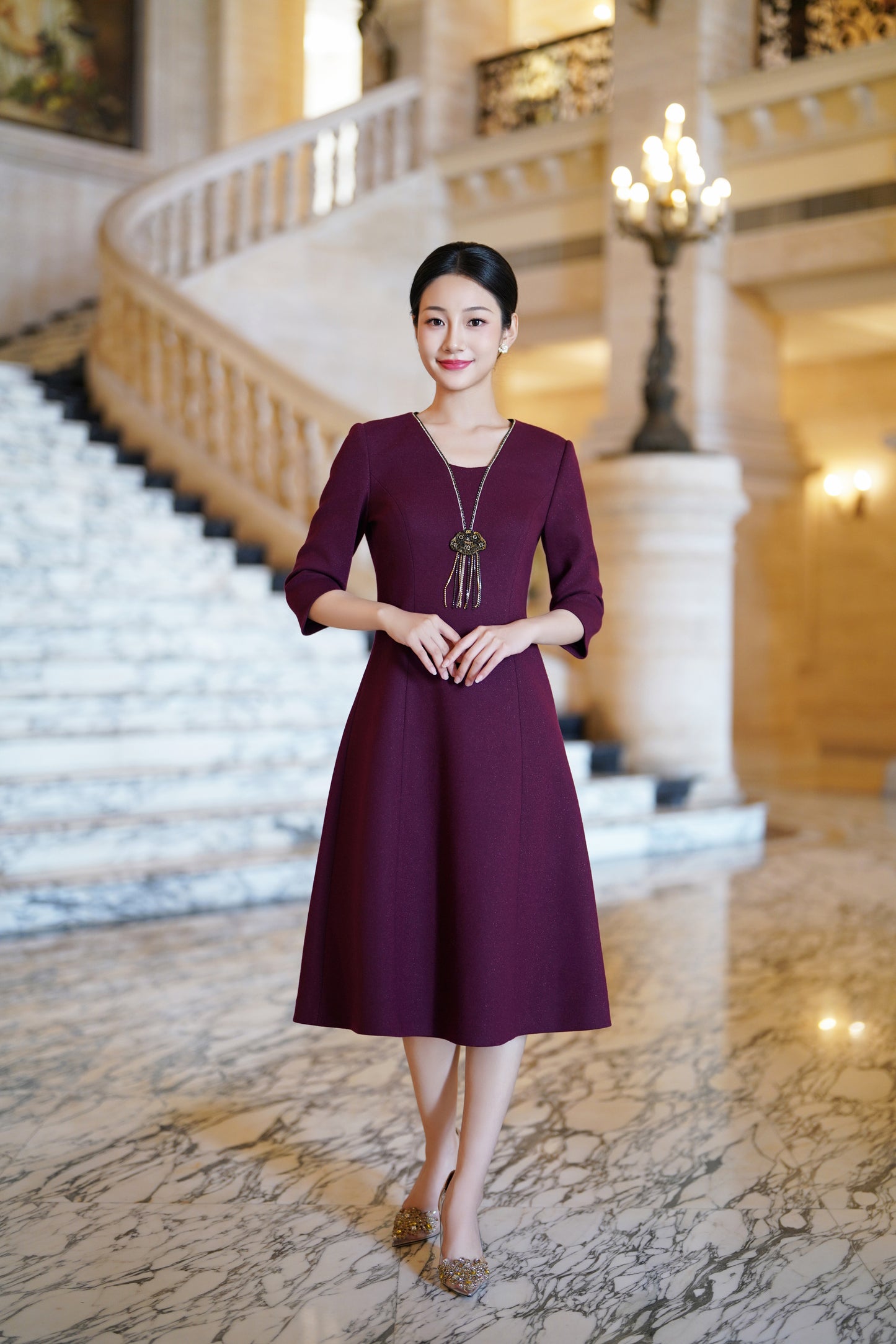 Tassel Charm: Cozy Knit Elegance - Burgundy