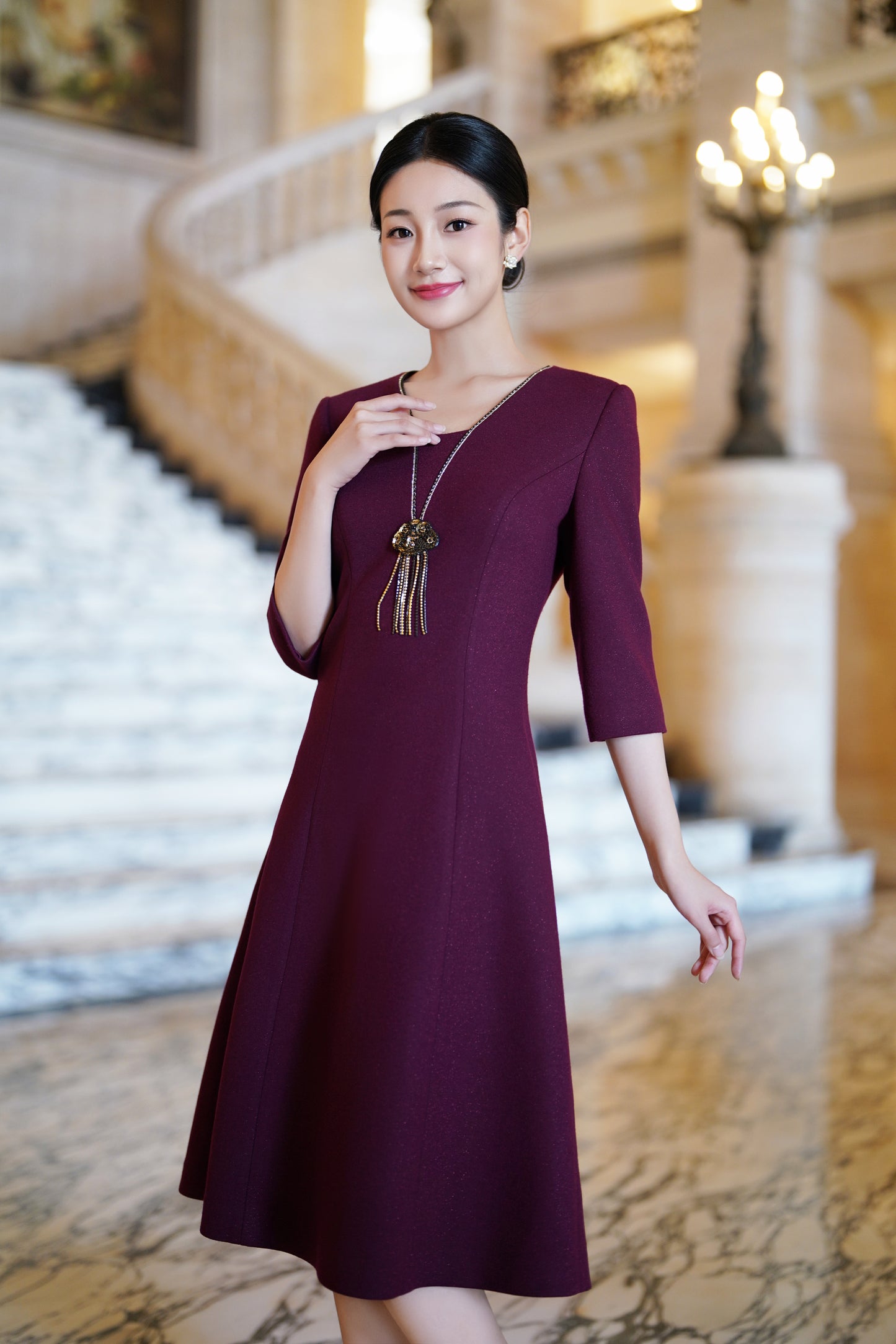 Tassel Charm: Cozy Knit Elegance - Burgundy