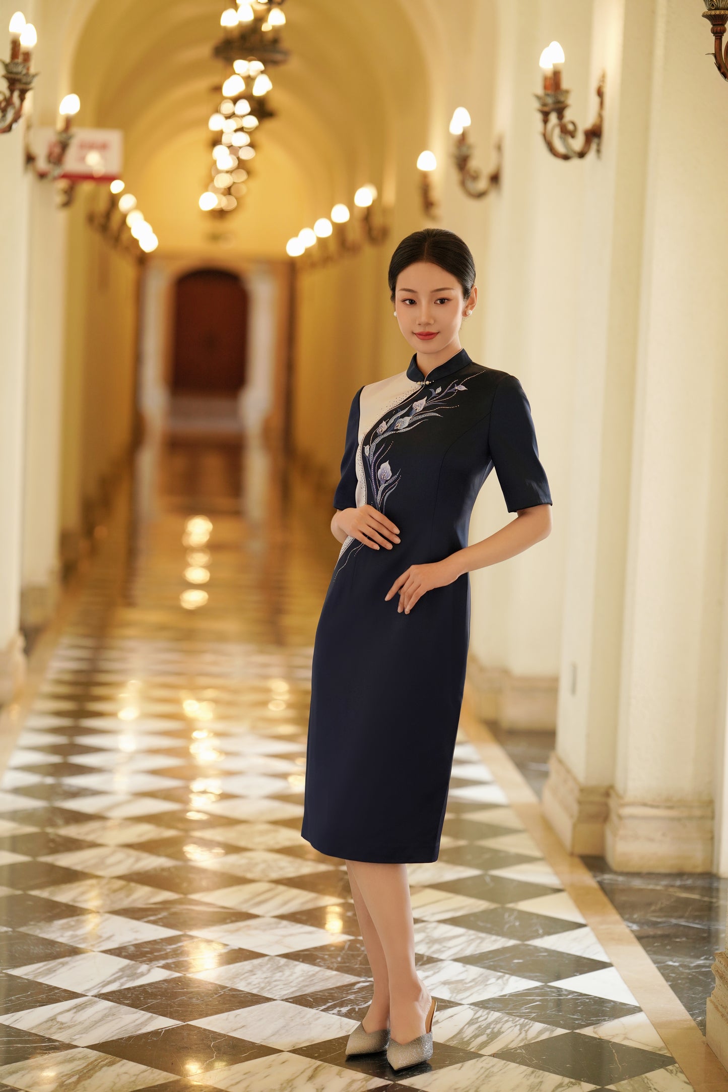 Bold Harmony: Color-Blocked Elegance - Navy