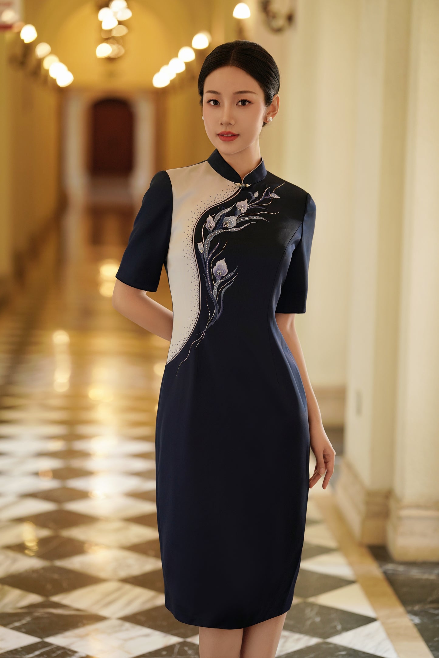 Bold Harmony: Color-Blocked Elegance - Navy