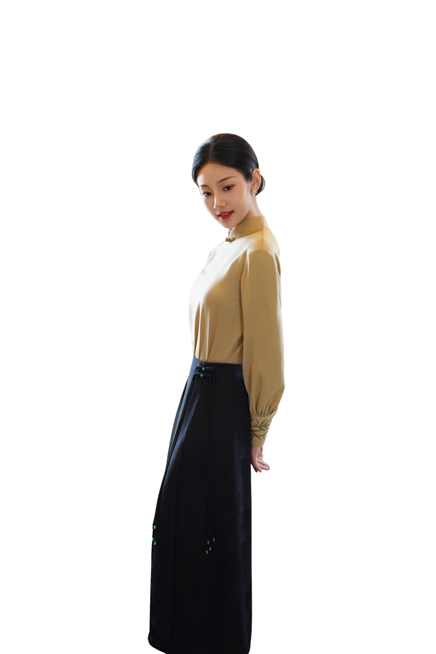 Timeless Elegance: Black Jacquard Tassel Skirt